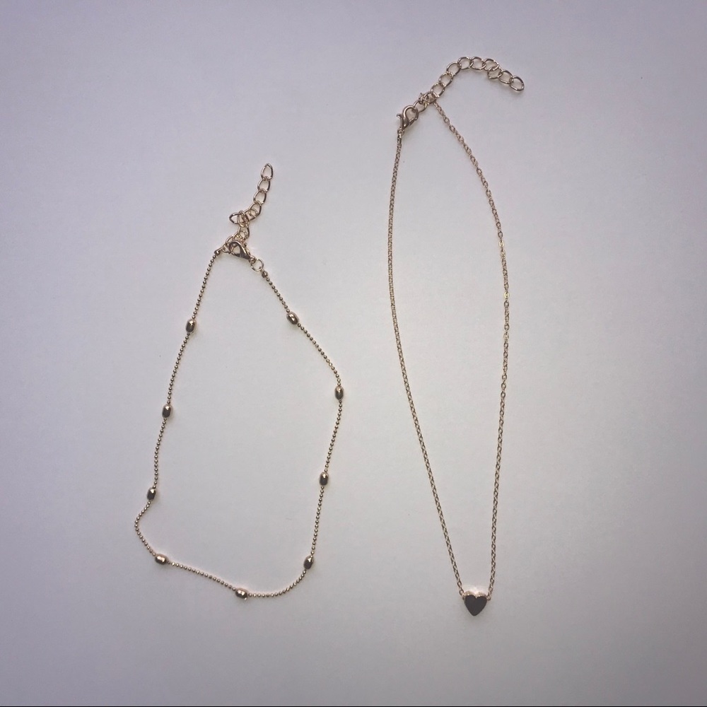 N17 | Boho Two Layers Gold Heart Necklace - Picture 2 of 2